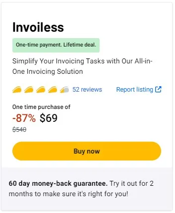 Invoiless Lifetime Deal, invoicing solution, automated invoicing, create invoices, track payments, manage invoices, small business invoicing, Invoiless review
